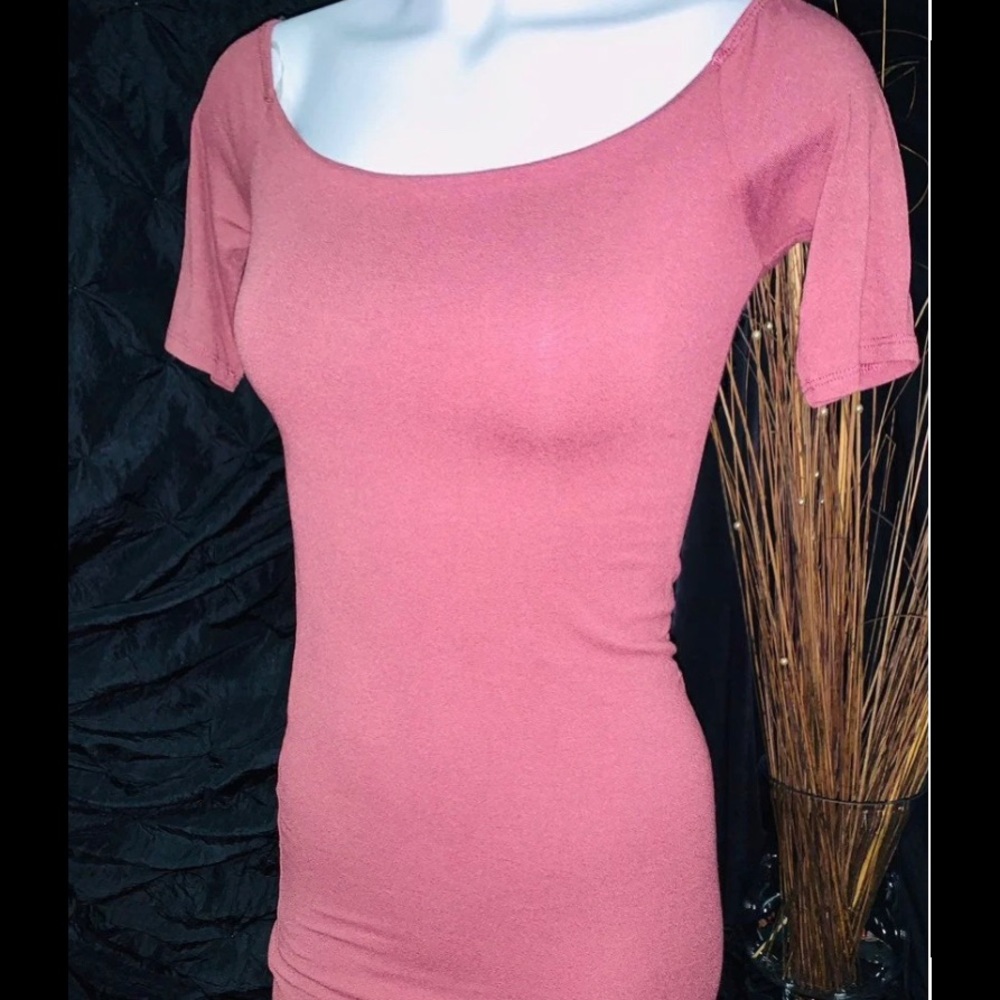 🆑3/$25 Pink Body-con Dress Fashion Nova Black Bead Midi Size M off Shoulder NWOT